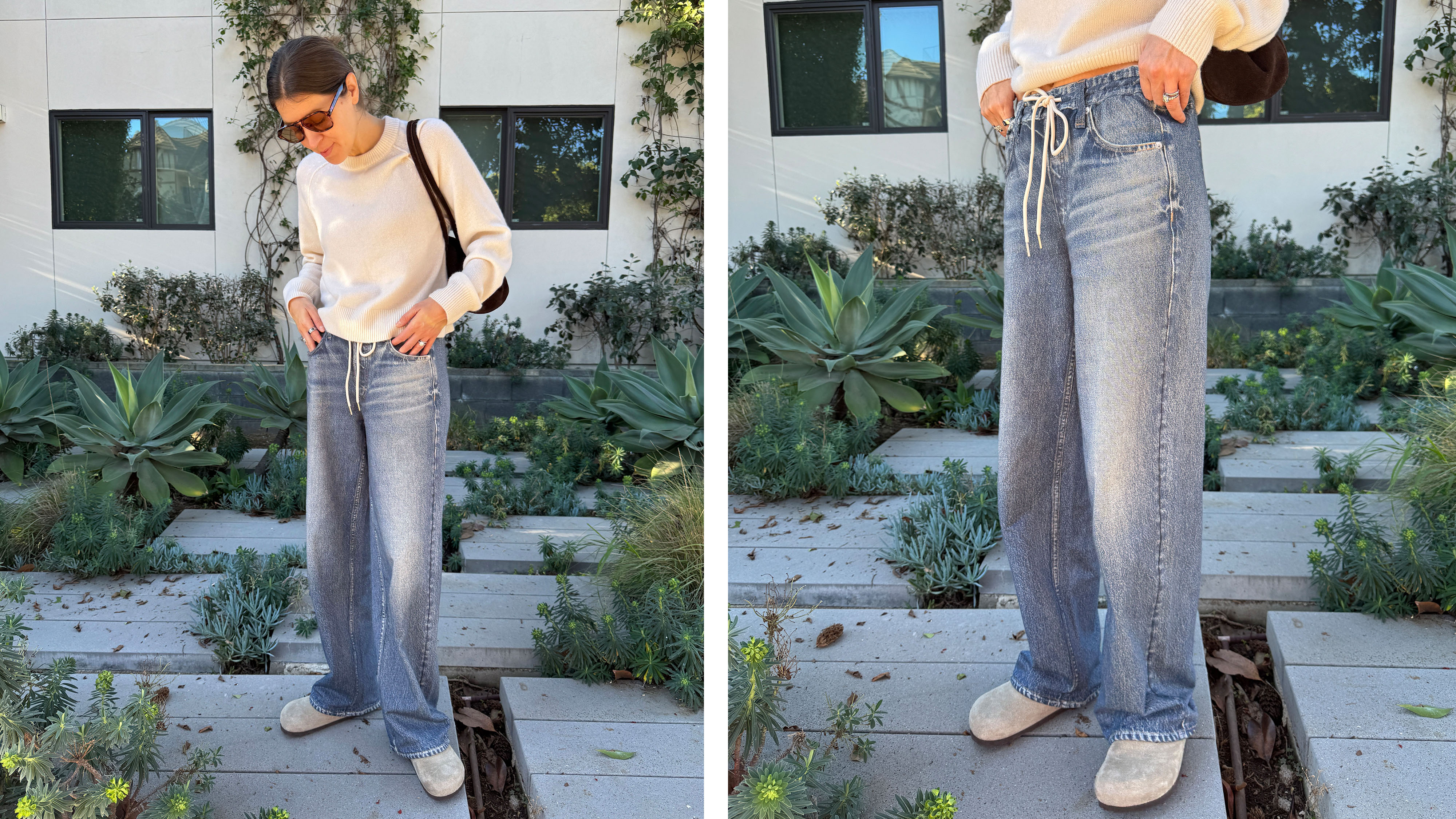 Fashion editor, Judith Jones, in Rag &amp; Bone's viral sweatpant Miramar jeans and a white sweater