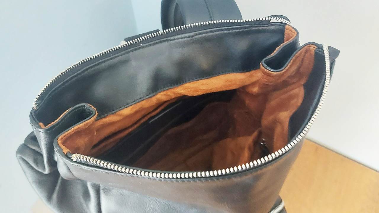 Harber London Leather Roll Top Backpack