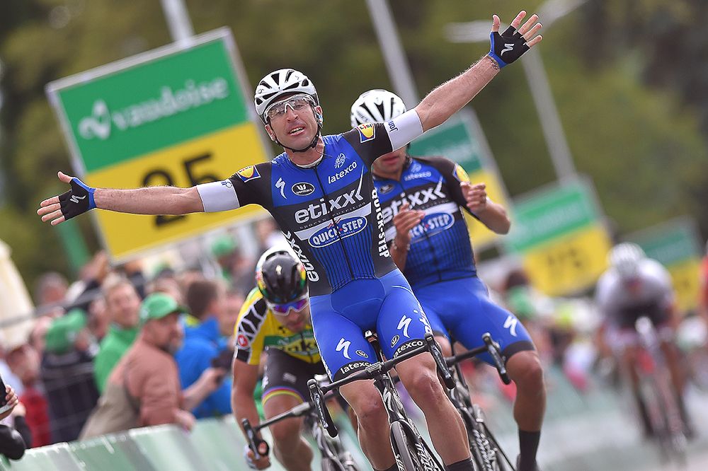 Maximiliano Richeze (Etixx-QuickStep) and teammate Fernando Gaviria finish first and second during stage 4 at Tour de Suisse
