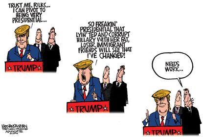 Political Cartoon U.S. New Trump