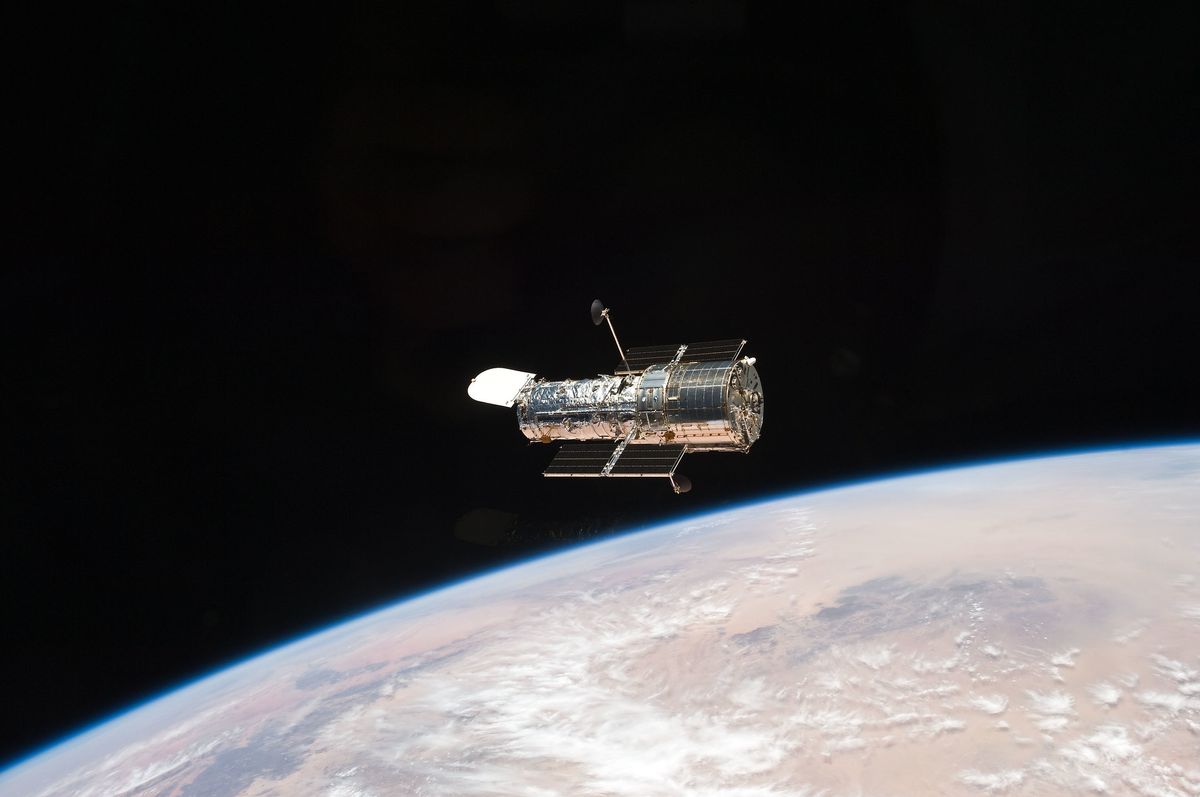 A view of the Hubble Space Telescope in orbit. Hubble is one of NASA&#039;s four &quot;Great Observatories,&quot; which launched between 1990 and 2003. The agency has been urged to start a new Great Observatories program, to help get big, powerful space telescopes off the ground more efficiently.