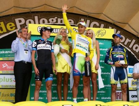 The final podium at the Tour of Poland (l-r): Daniel Martin, Peter Sagan, Marco Marcato