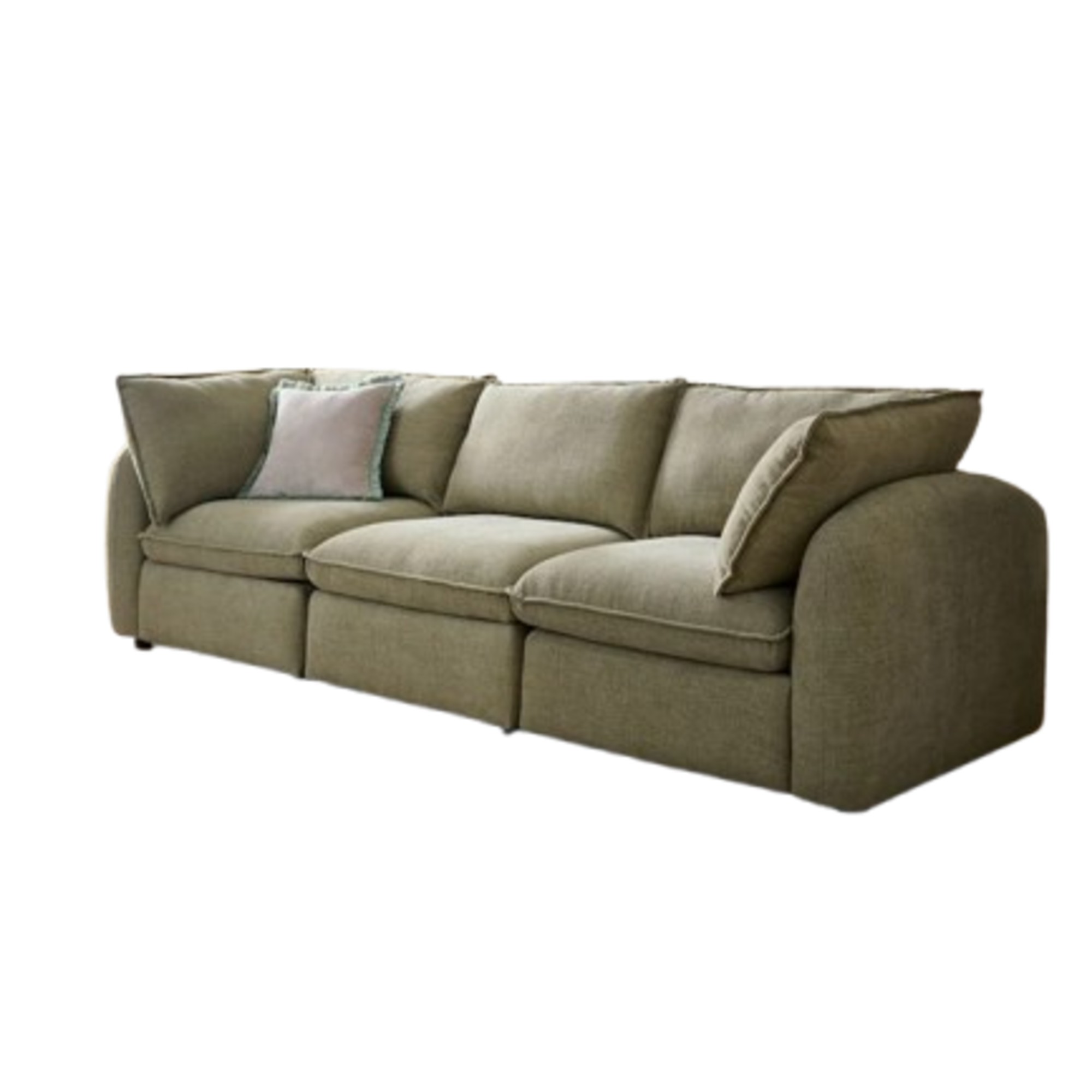 Next Brushed Weave Light Olive Green Crosby Modular Sofa Centre Piece With Storage