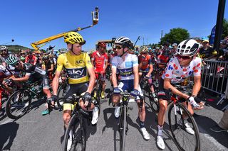 The jersey wearers prior to stage 15 of the Tour de France