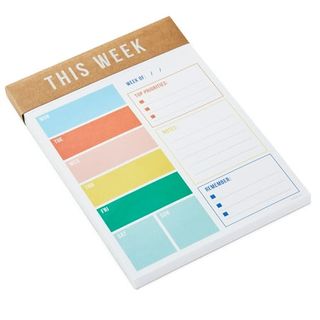 Hallmark Note Pad, Weekly Planner with rainbow colored note blocks, 100 Sheets