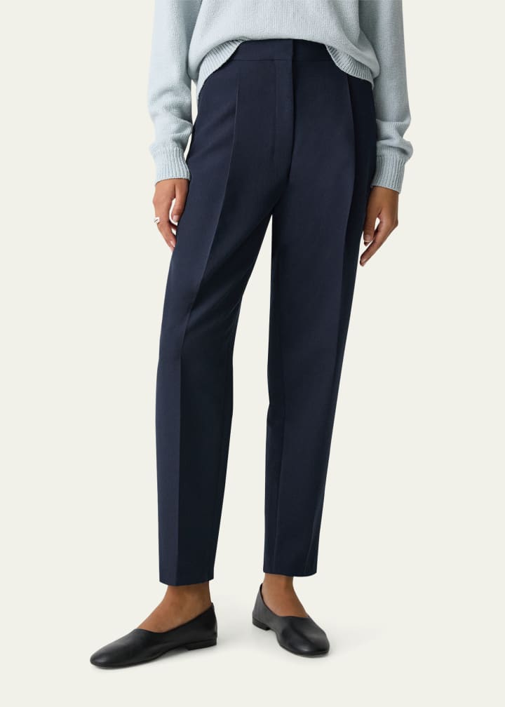 Pleated Tapered Ankle Pants