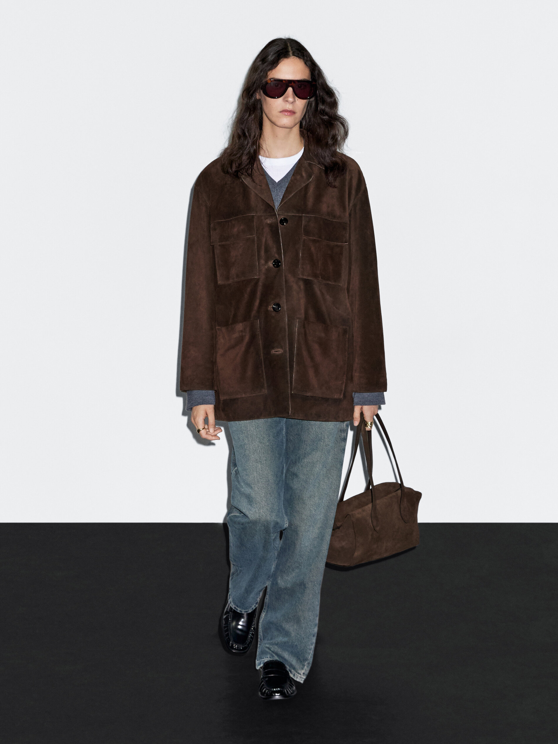 Split Suede Leather Jacket With Pockets