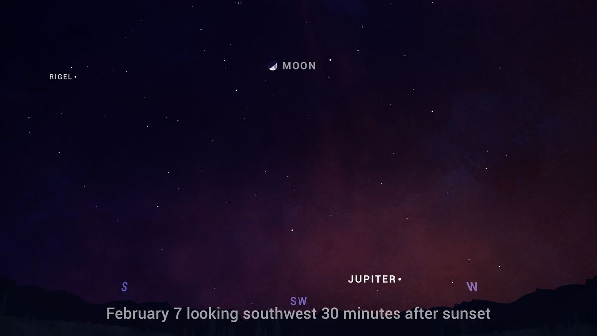 Jupiter is the only naked-eye planet in the sky after sunset in February.