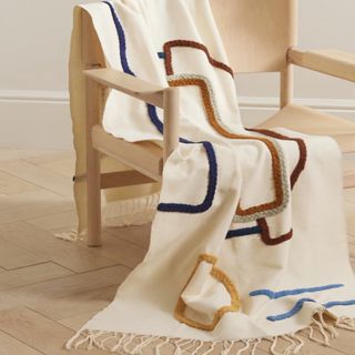 Lrnce Abbas Fringed Embroidered Cotton Throw 