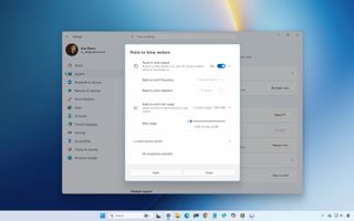 Windows 11 desktop showing the Point-in-time Restore settings.