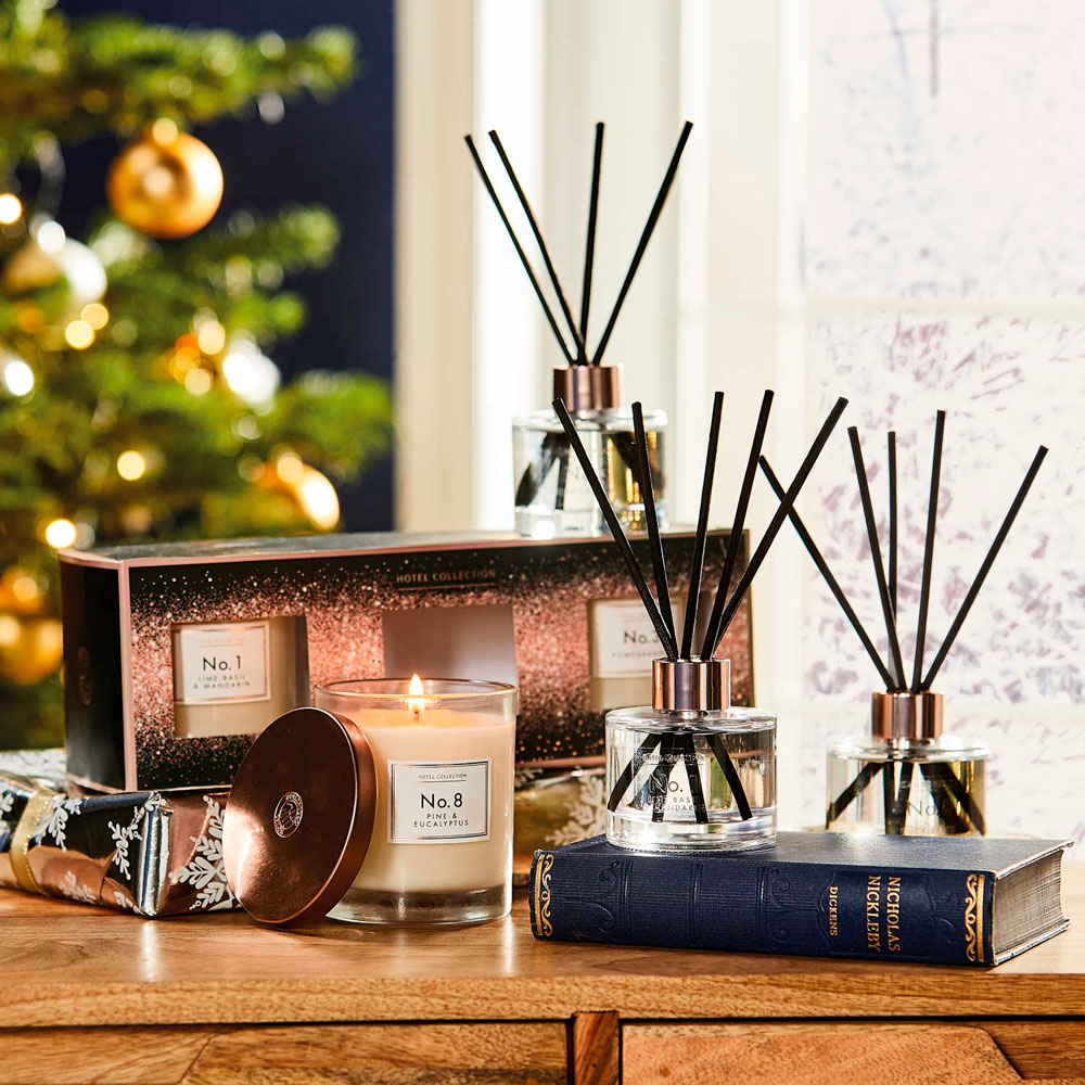 christmas candle and reed diffuser and scent