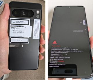 Google pixel 8 pro test device leak with view of front and back of the phone