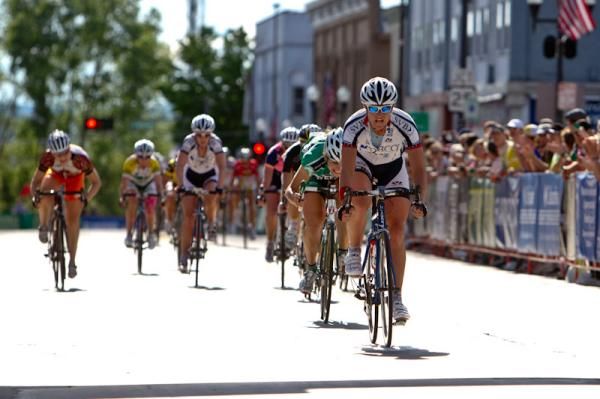 Brooke Miller (TIBCO) takes the field sprint for third place.