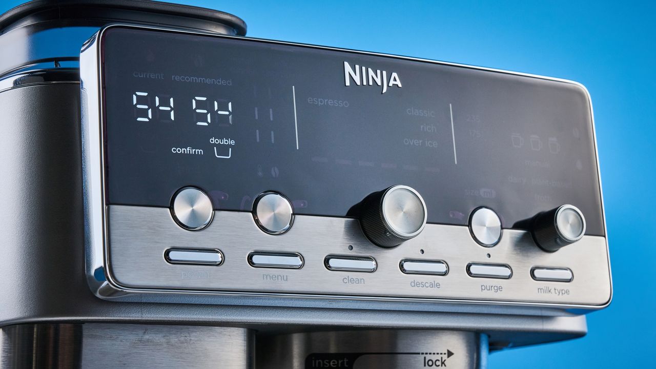 the ninja luxe cafe mini plus photographed against the blue tom's guide background
