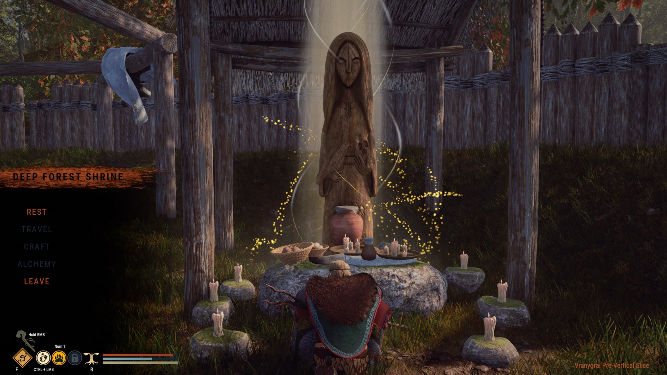 Vranygrai demo screenshot of the volkhv praying at a shrine
