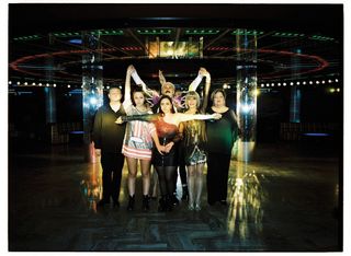 Self-portrait by Leone Balduzzi showing a group of people at a disco