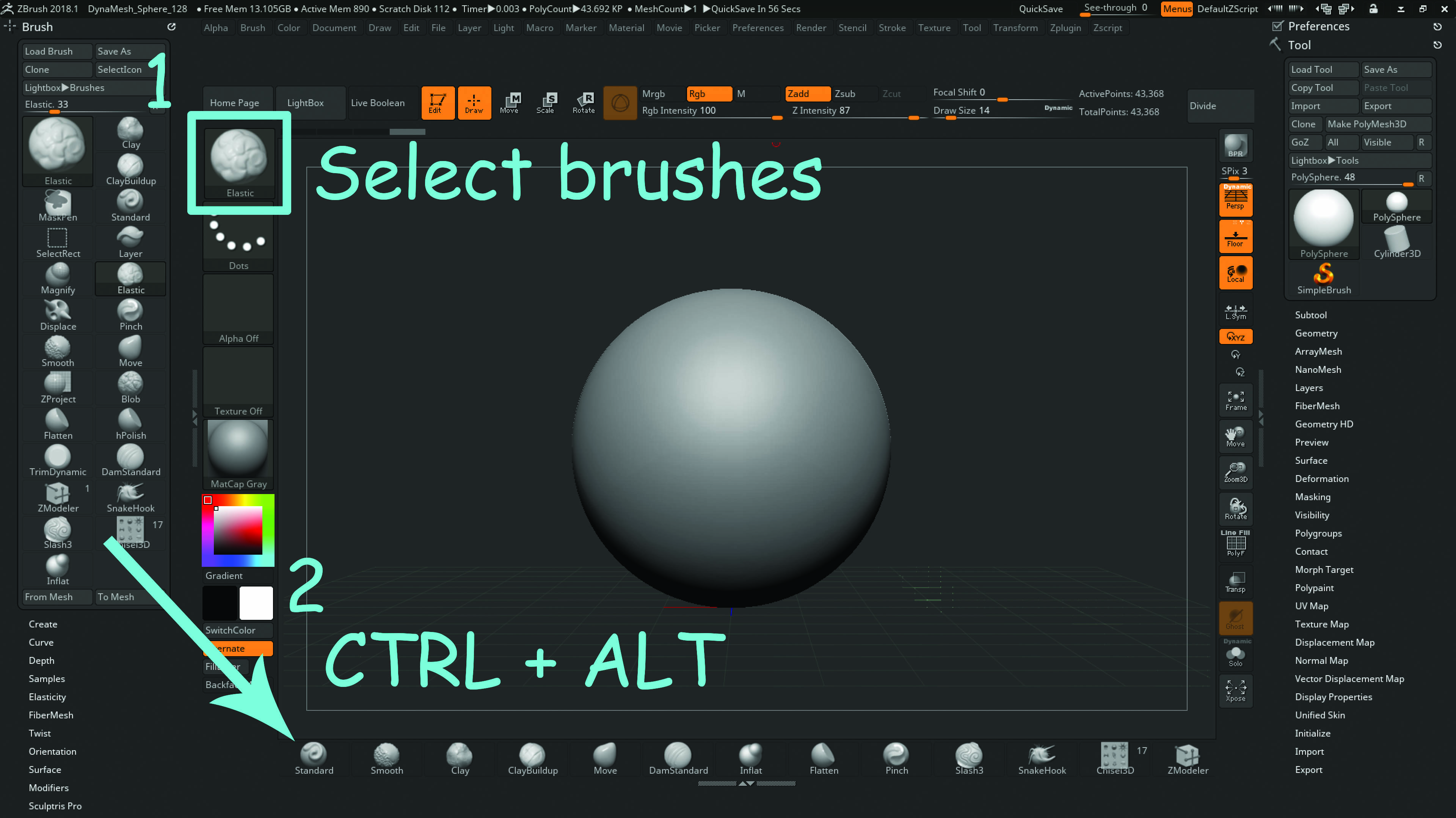 how to dock brushes bottom of page zbrush