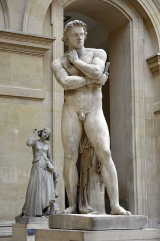 A marble statue of Spartacus