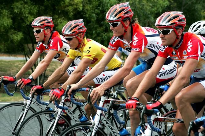 The Lotto team riding for race leader Robbie McEwan