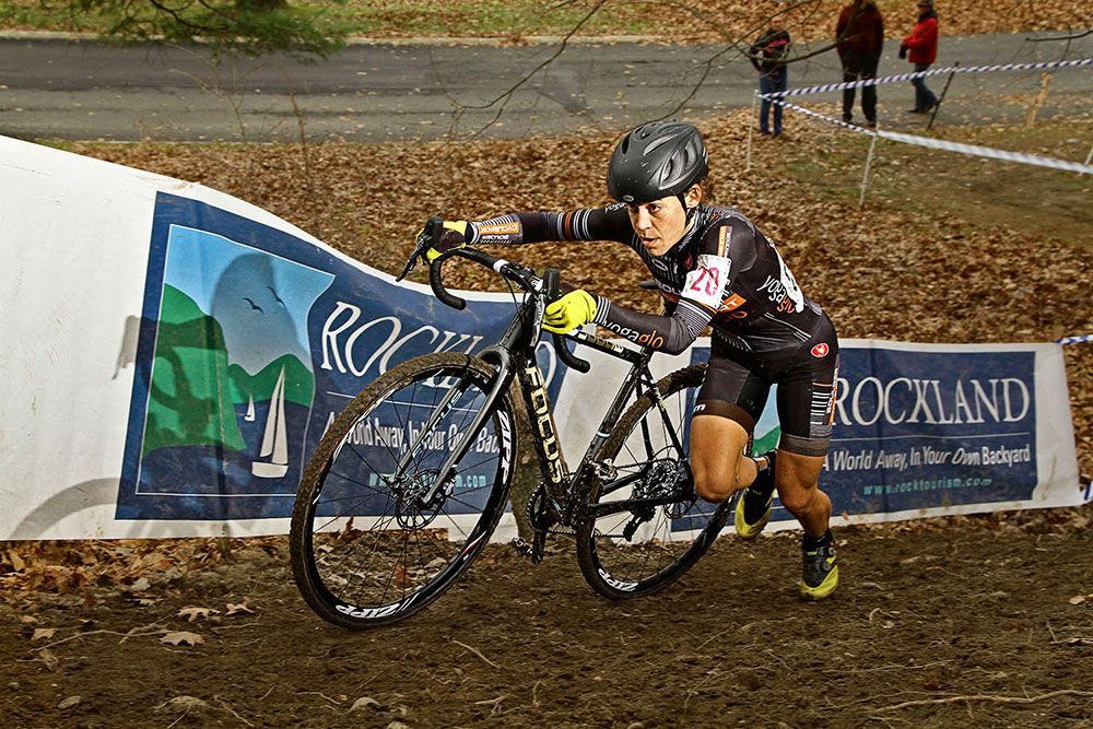 Crystal Anthony (Boulder Cycle Sport/Yogaglo) has a huge lead and the muscles to show for it-with one lap to go on the way to day two victory.