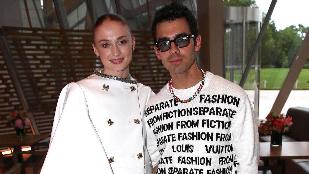 paris, france july 05 sophie turner and her husband joe jonas attend louis vuitton parfum hosts dinner at fondation louis vuitton on july 05, 2021 in paris, france photo by bertrand rindoff petroffgetty images for louis vuitton