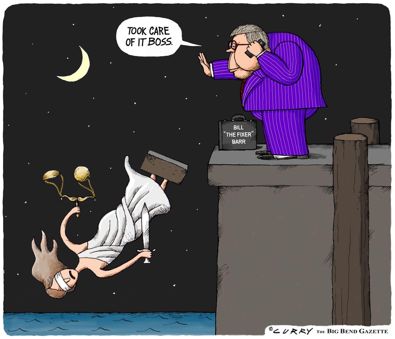 Political Cartoon U.S. Barr Trump DOJ