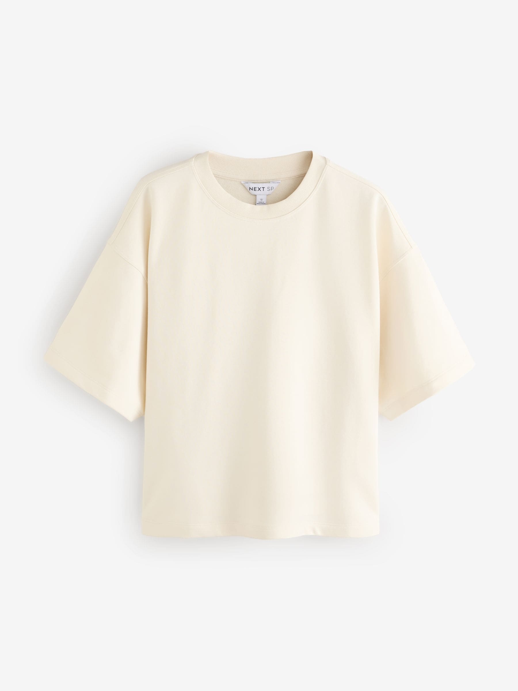 Cream Short Sleeve Boxy Fit T-Shirt - Size 6