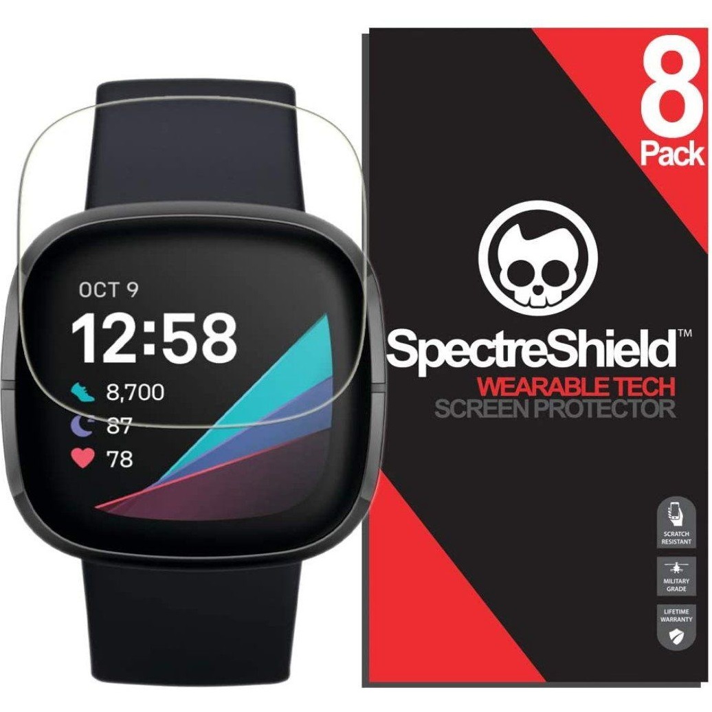 ZenTech Clear TPU Screen Protector For Fitbit Versa 3 / Sense – HD Clear & Full Coverage, 3-Pack