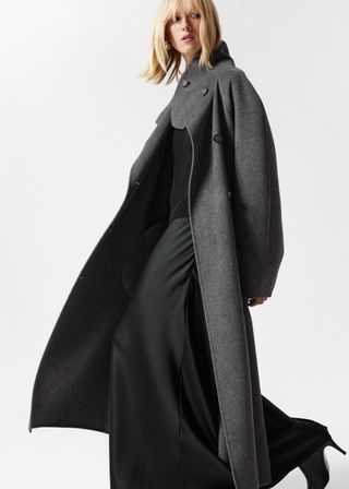 Funnel-Collar Wool Coat