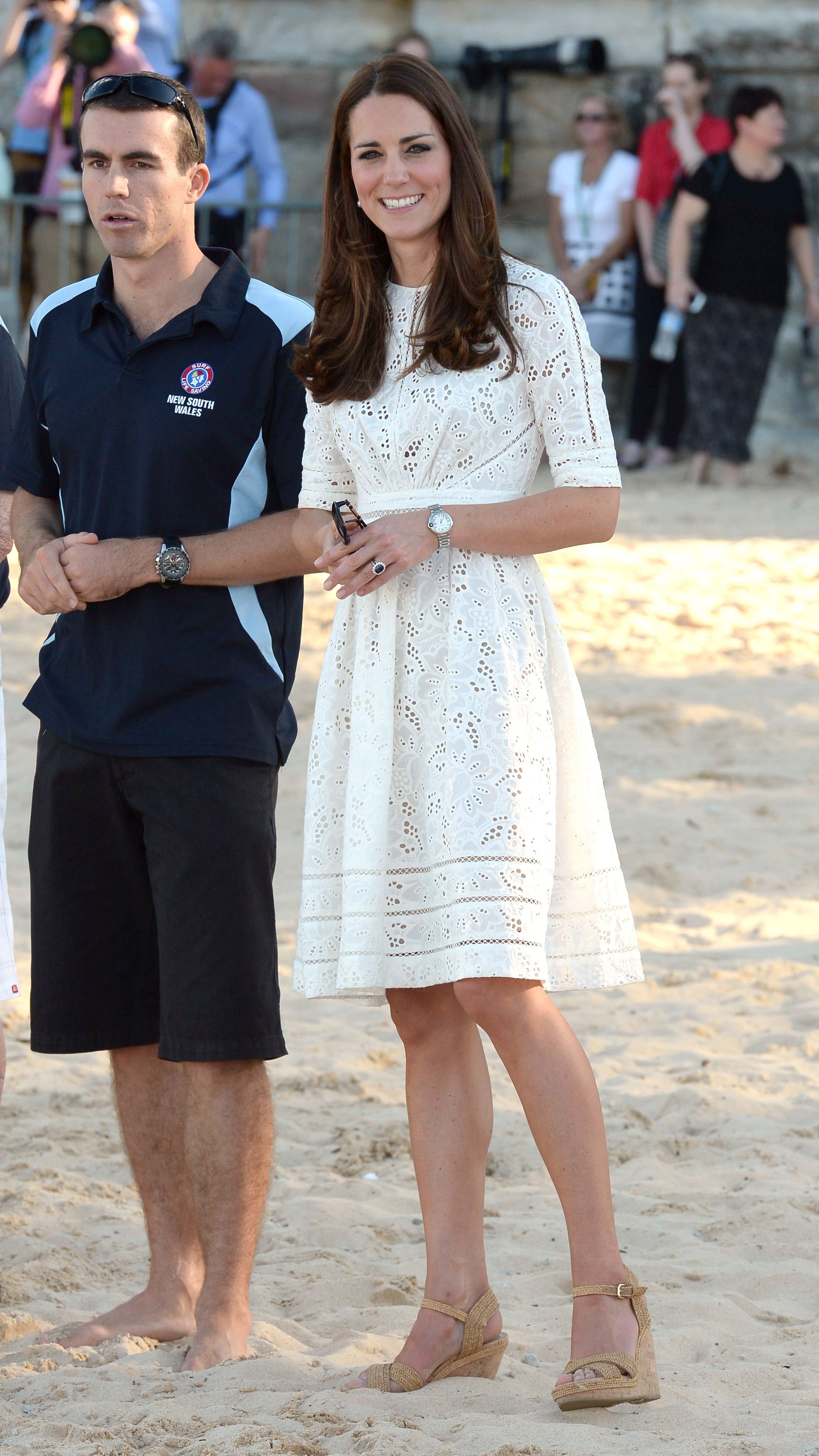 Catherine, Princess of Wales attends a lifesaving event on Manley Beach on April 18, 2014 in Sydney