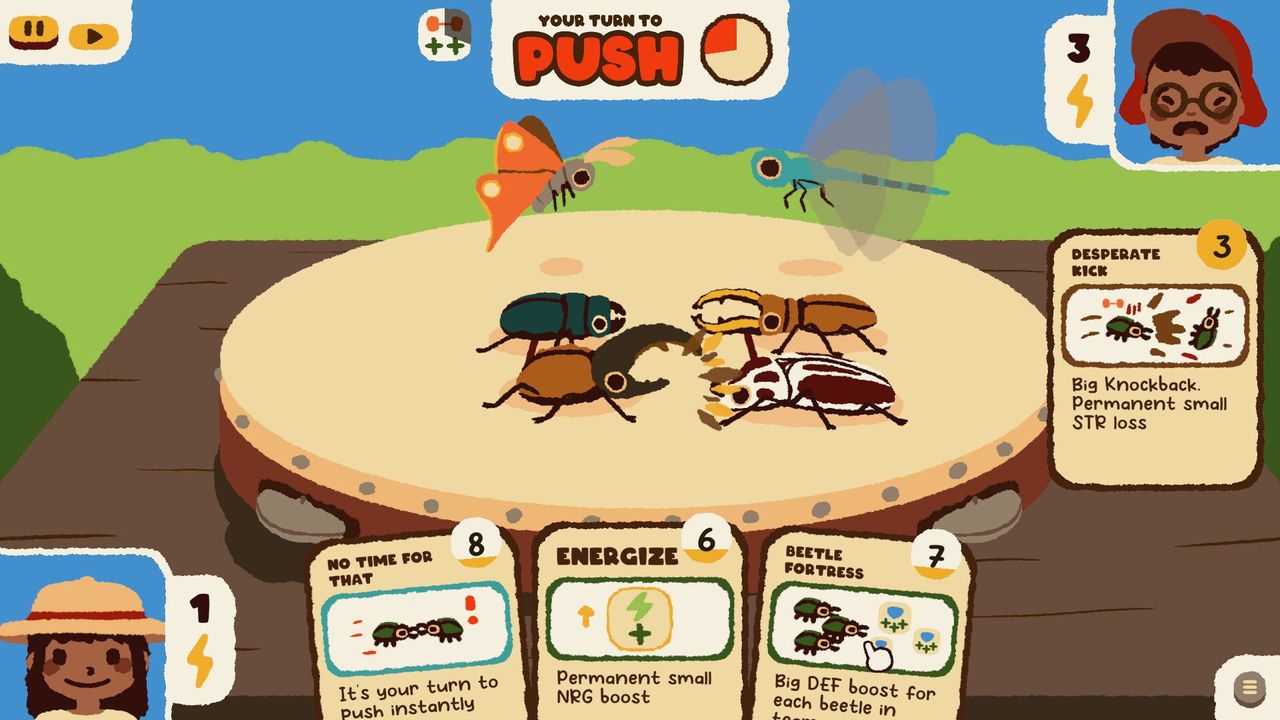 Bug sumo battles play out like a card game in Kabuto Park.