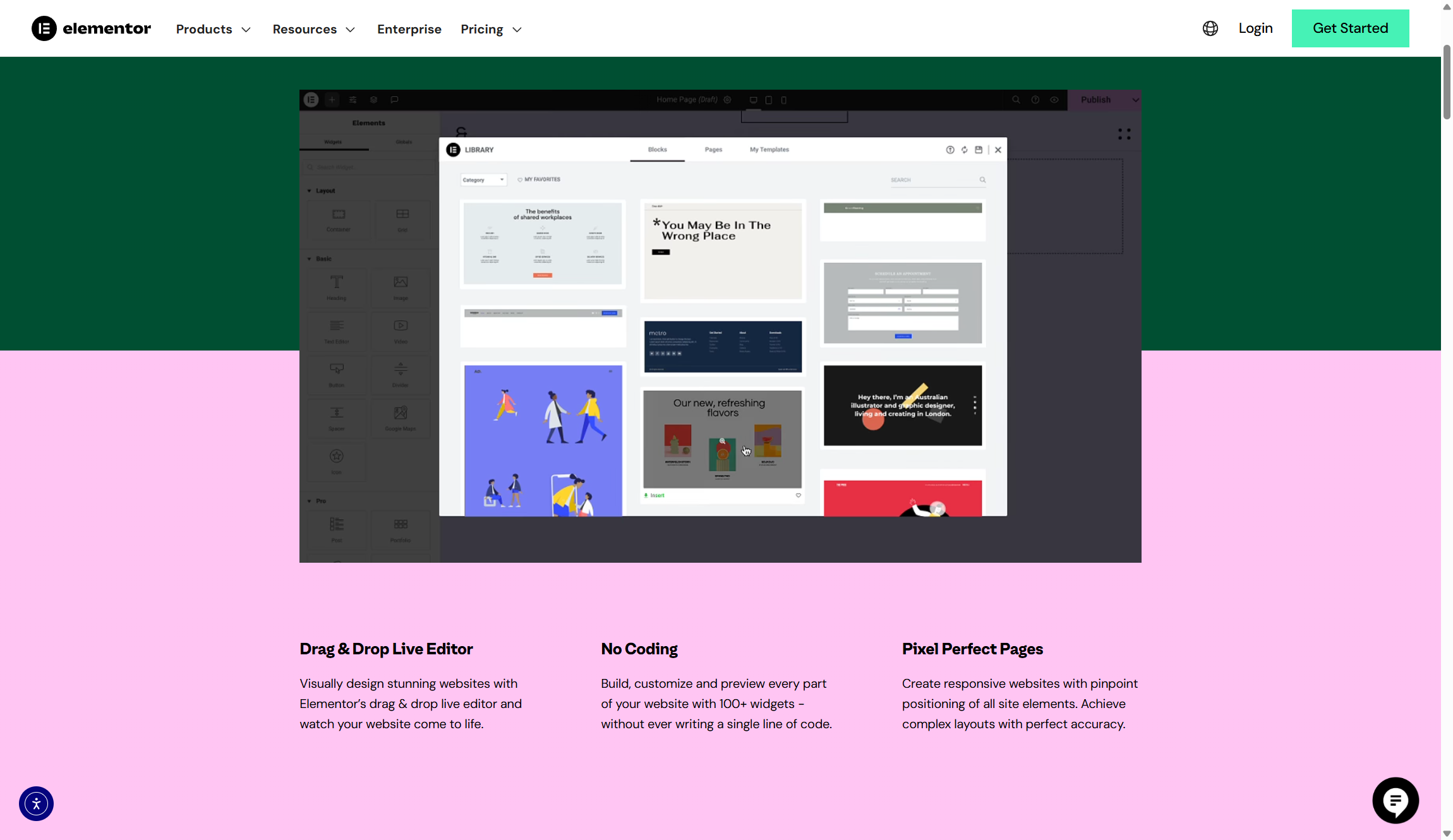Elementor features