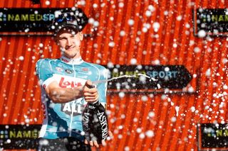 Tim Wellens celebrates his stage 4 win at the Giro