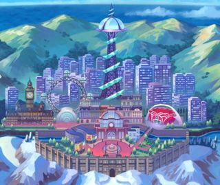 Pokémon Sword and Shield Galar map closeup of large modernized north city