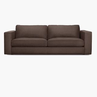 A dark brown minimalist sofa