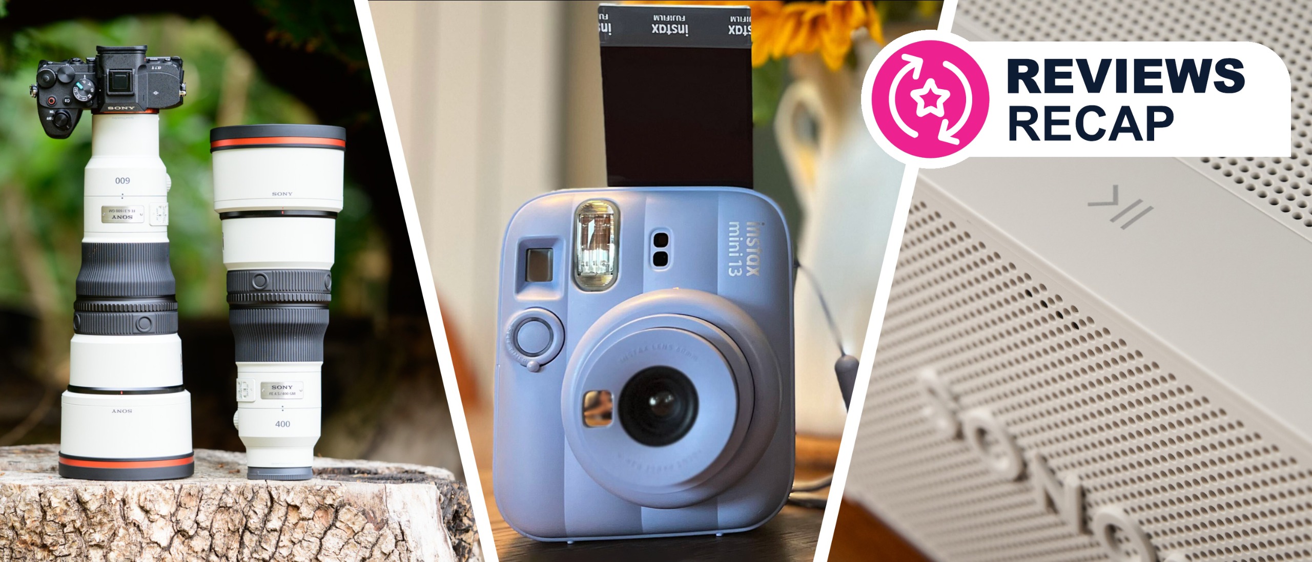 Camera lenses, an instant camera, and an earbuds case