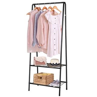 Youyijia Small Clothe Rack Heavy Duty Metal Garment Rack 60cm X 151cm Garment Rail With Shelves Coat Stand Hanging Rail (black)