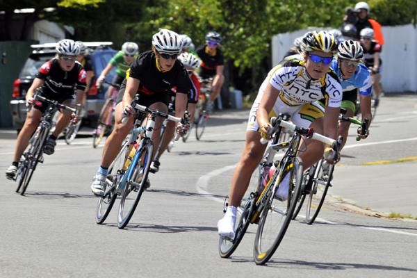 Riders negotiate the technical decent
