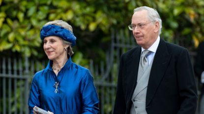 Birgitte, Duchess of Gloucester and Prince Richard, Duke of Gloucester attend the wedding of Lady Gabriella Windsor and Mr Thomas Kingston at St George's Chapel, Windsor Castle on May 18, 2019 in Windsor, England