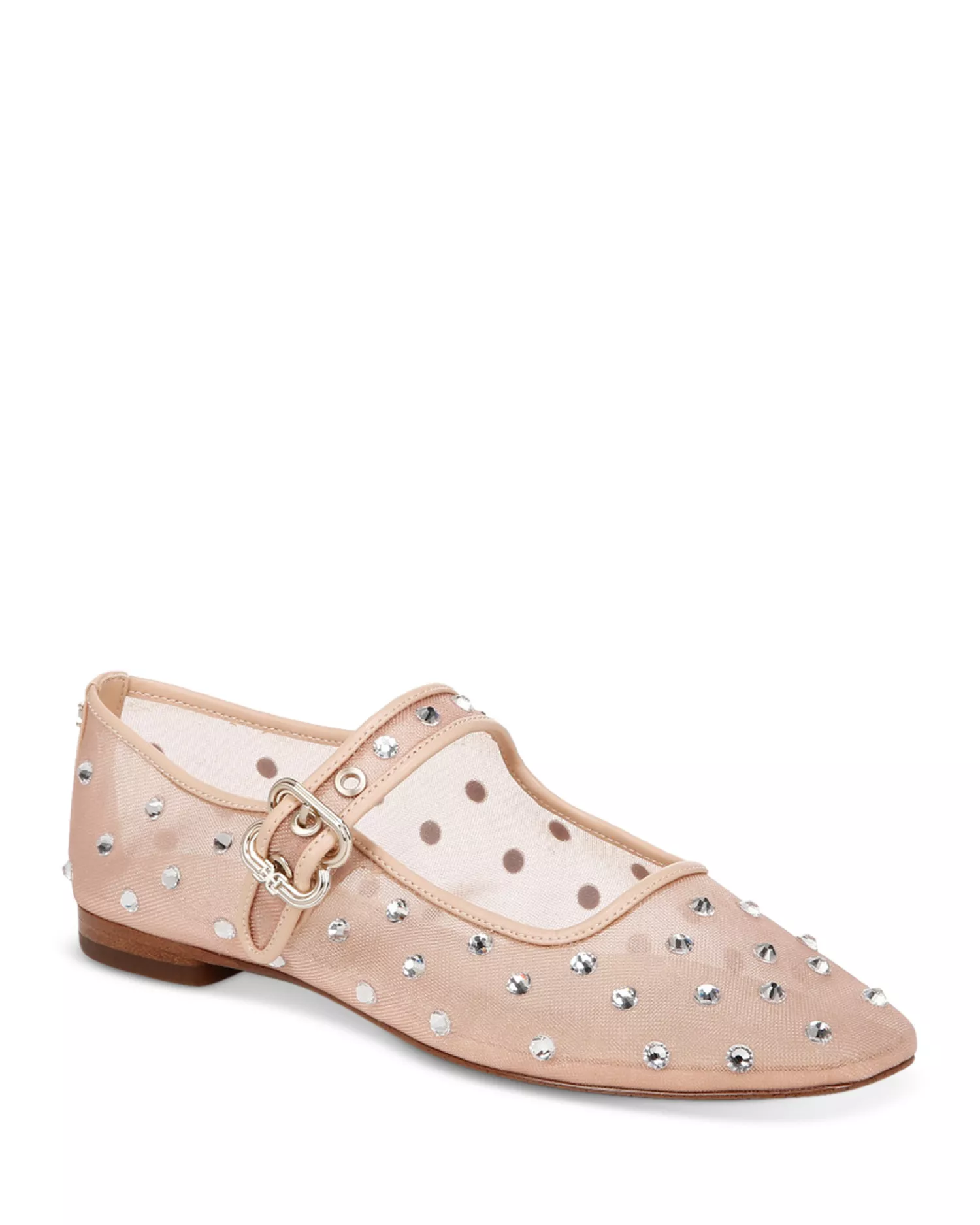 Women's Michaela Square Toe Gem Embellished Mesh Mary Jane Shoes