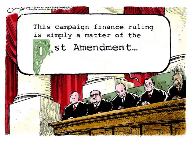 Political cartoon campaign financing