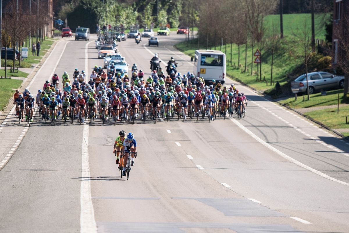 A short lived break about to be caught be the peloton