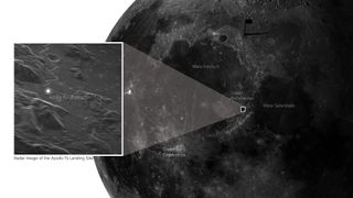 New radar image of the Apollo 15 landing site, located with respect to prominent lunar features