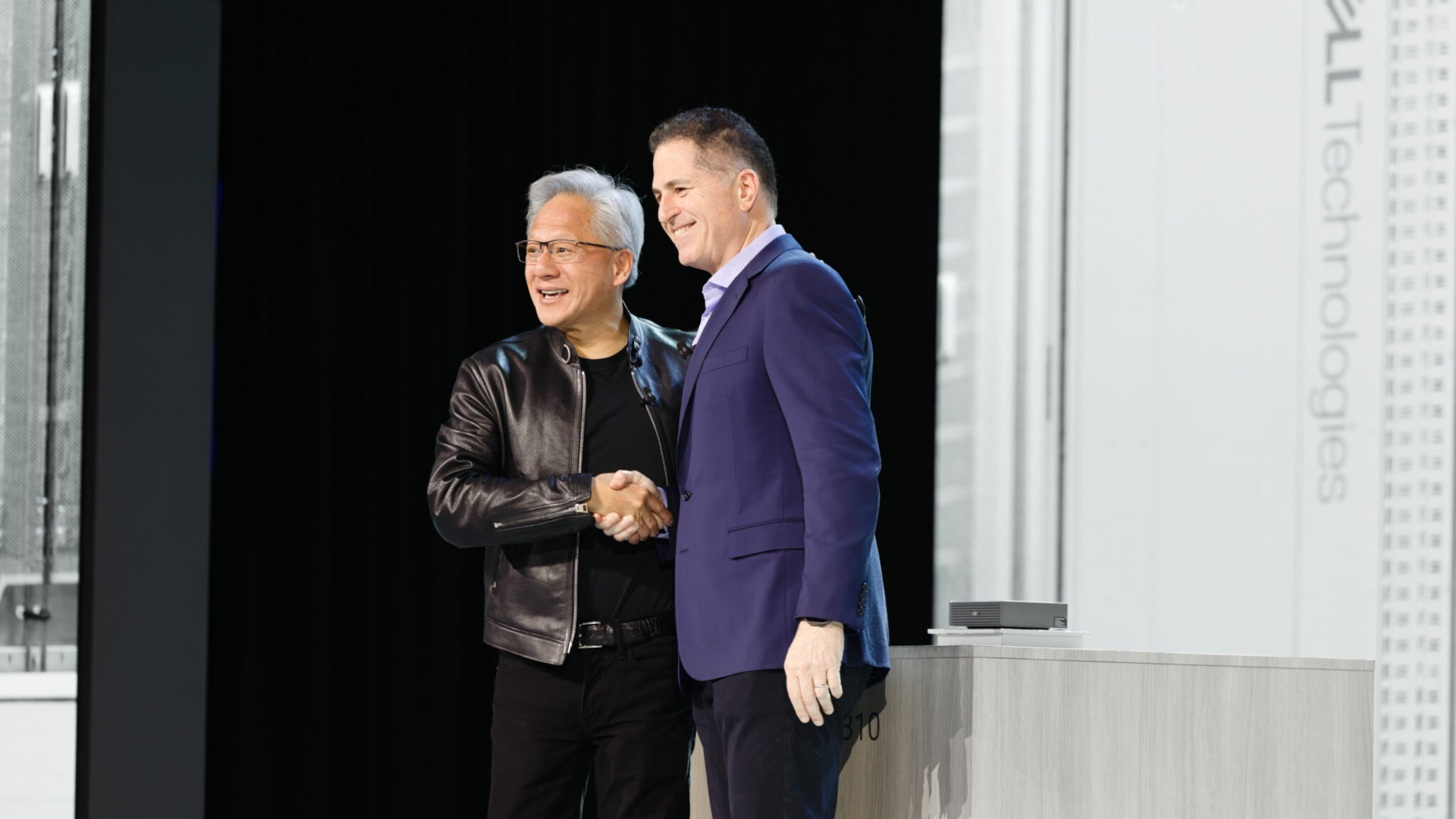 Nvidia CEO Jensen Huang joins Dell CEO Michael Dell on stage at Dell Technologies World 2026