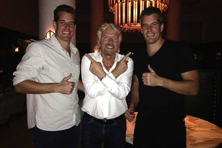 Winklevoss Twins with Sir Richard Branson