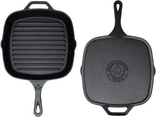  Lodge L10CF3 Cast Iron Covered Deep Skillet, Pre-Seasoned,  5-Quart, Black: Cast Iron Skillets: Home & Kitchen