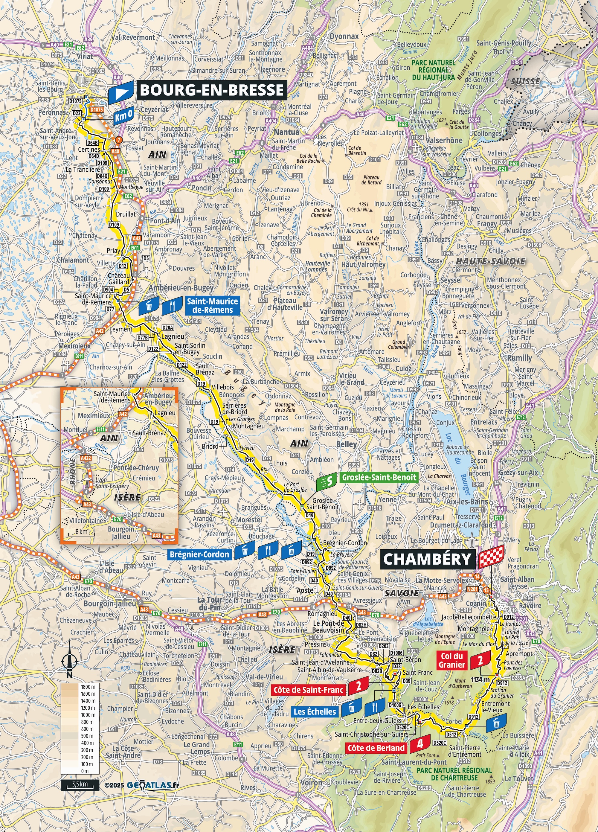 Tour de France Femmes 2025 stage 7 map