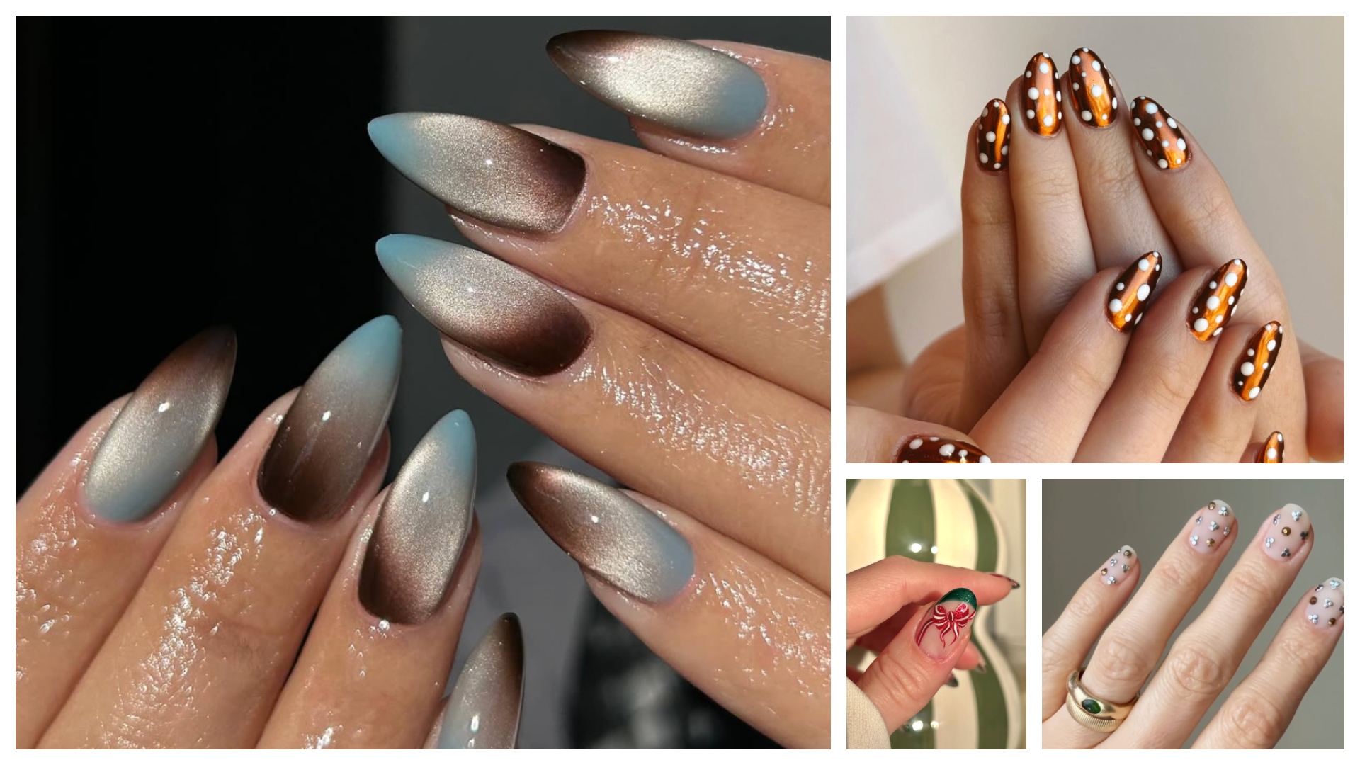 collage of cool manicures from the week of november 24