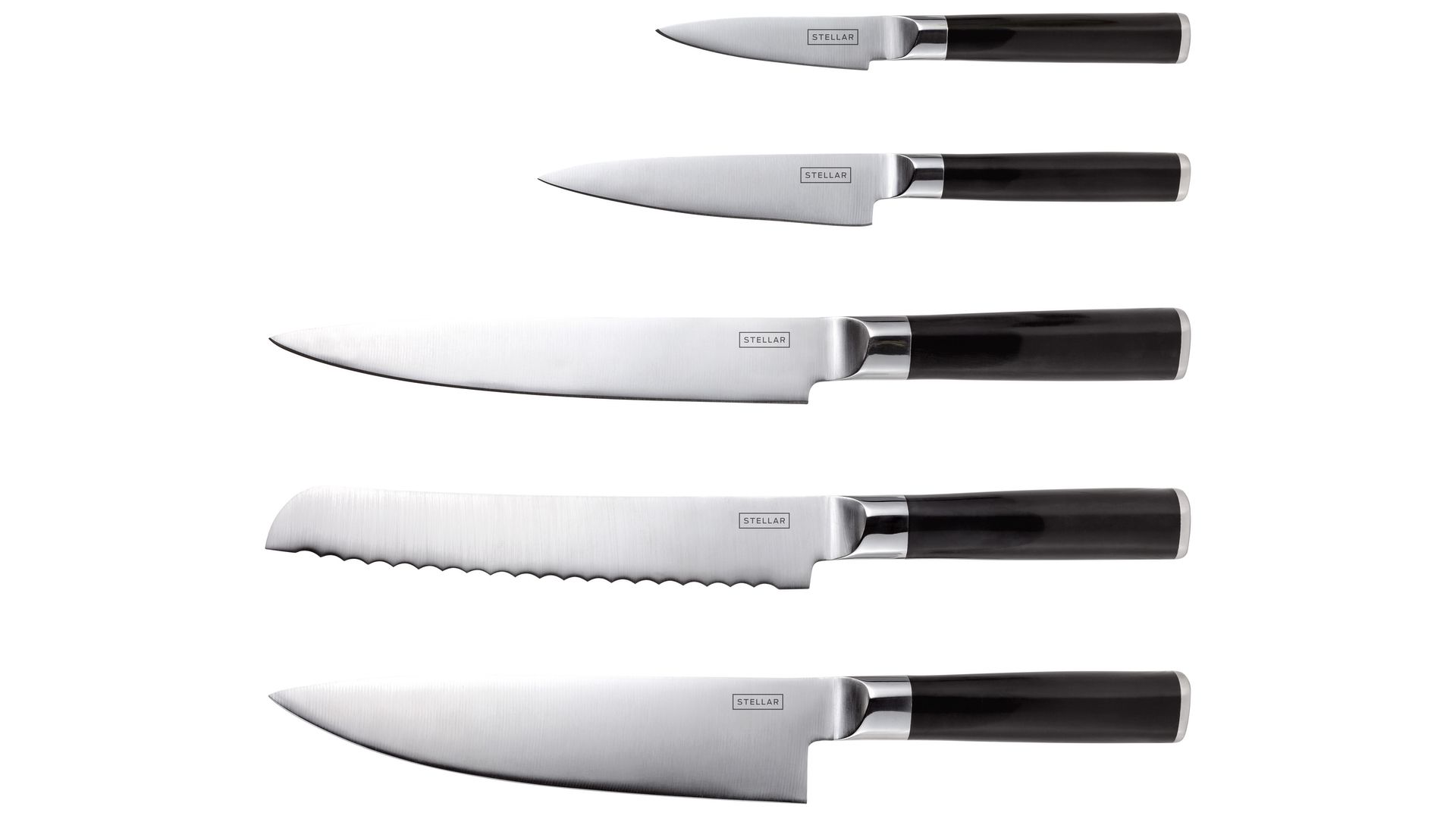 Stellar Poise 5 Piece Knife Block Set Review a set of kitchen knives