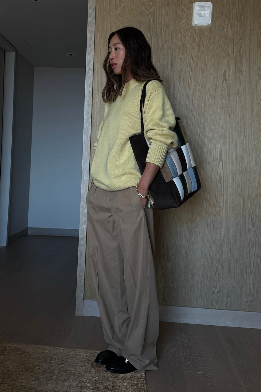 A woman wearing khaki pants